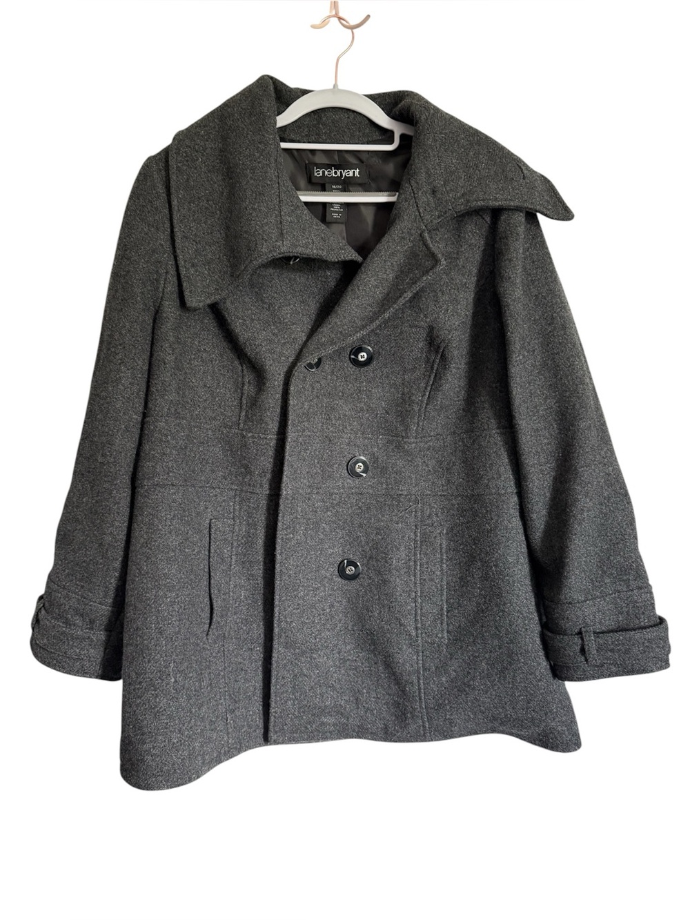 Lane Bryant Dark Charcoal Gray Pea Coat
